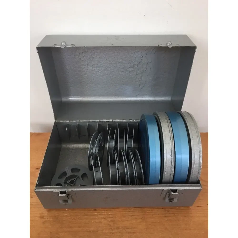 Vtg Lot of Brumberger Super 8mm Film Take Up Reels Canisters Industrial Era Case